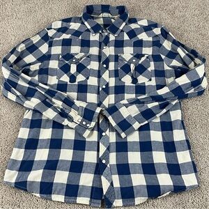 Salt Valley Western Shirt Mens XL Blue Plaid Flannel Pearl Snap Rodeo T674